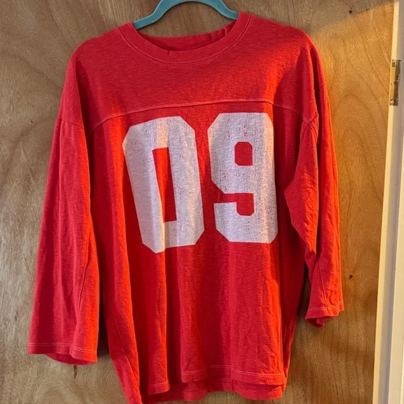 Anthropology Red Number 09 Long Sleeve Tee - Picture 1 of 2